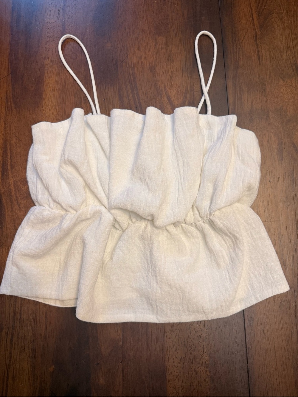 Zara Cream Ruffled Spaghetti Strap Camisole
